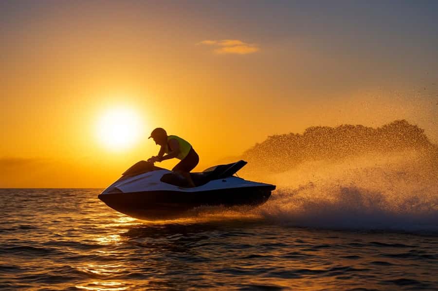 Arabian Sunset Jet Ski Tour – Waves Under the Orange Sky - Getting started with pickup and the safety briefing