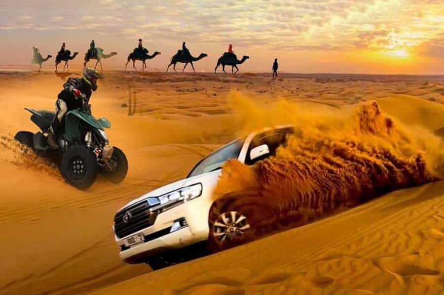 Doha: Desert Safari, Quad Biking, Sand Boarding & Camel Ride - Quad biking on marked desert tracks