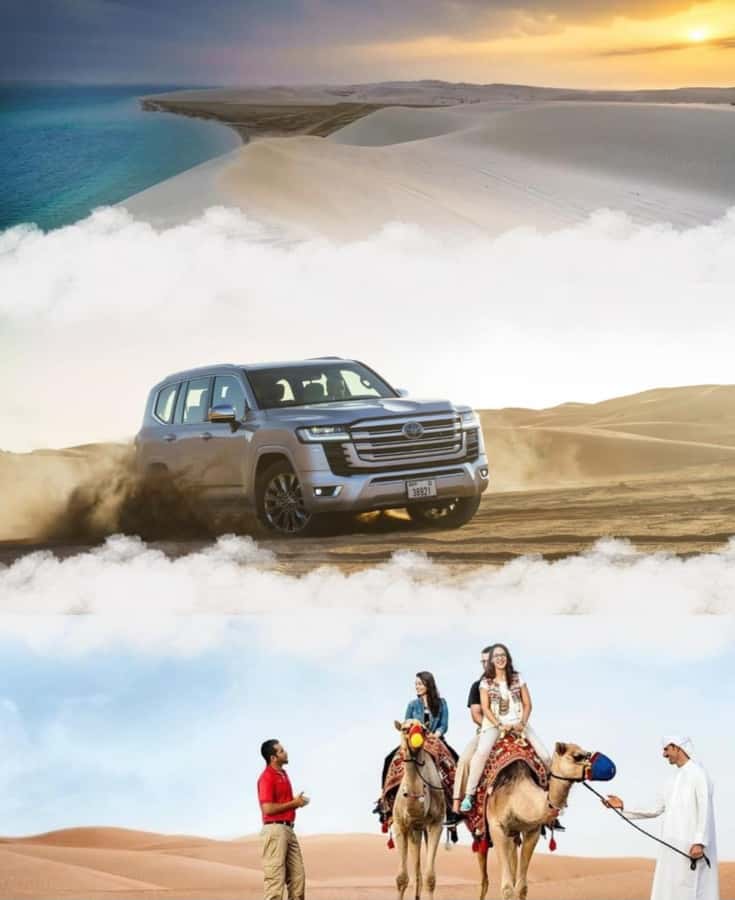 Doha: Night DesertSafari DuneBashing Sandboarding CamelRide - Leaving Doha for the moonlit desert