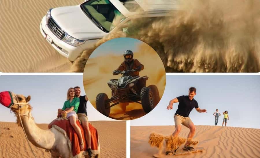 Doha: Night Inland Sea Desert Safari with Full Activities - Sandboarding on soft golden dunes