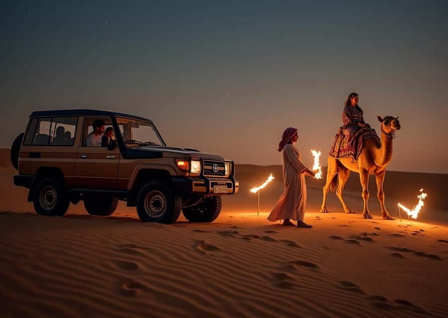 Doha: Nighttime Desert Safari with Dune Bashing & Camel Ride - Key points before you book