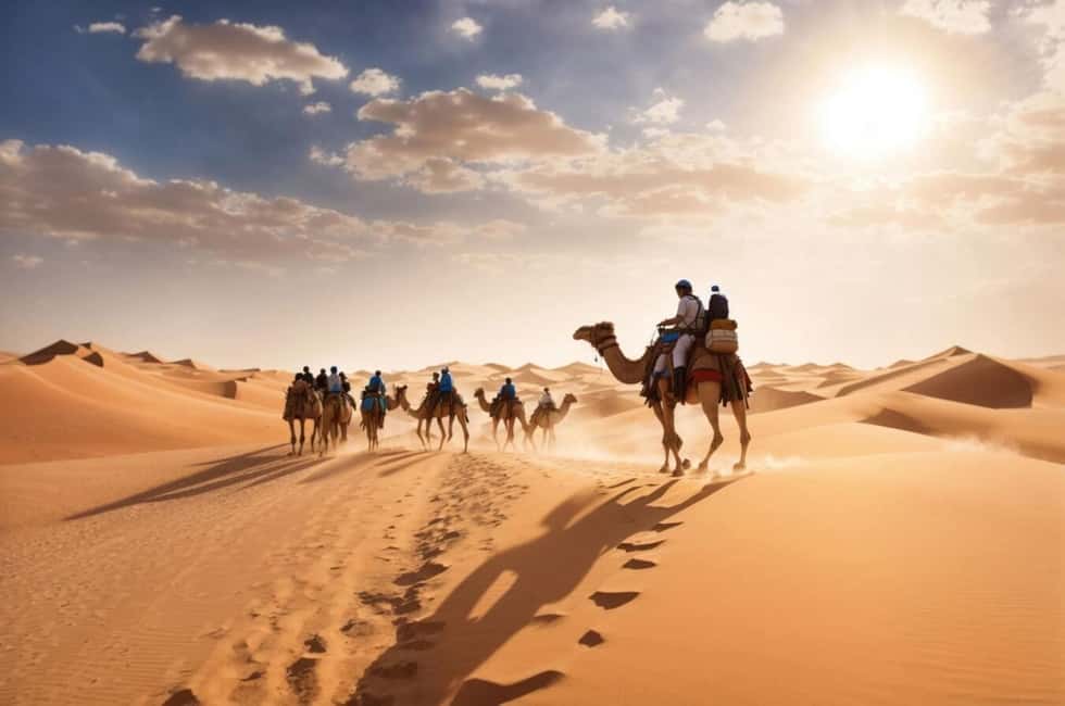 Doha Qatar : sealine adventure Camel Ride sandboard Sunset - Dune bashing across the sand