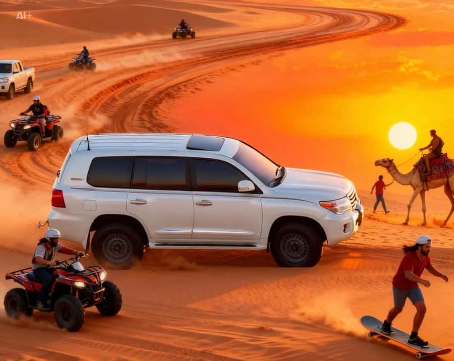Doha: Quad/Buggy, Desert Safari, Camel Ride, Sandboarding - Sandboarding with help from your guide