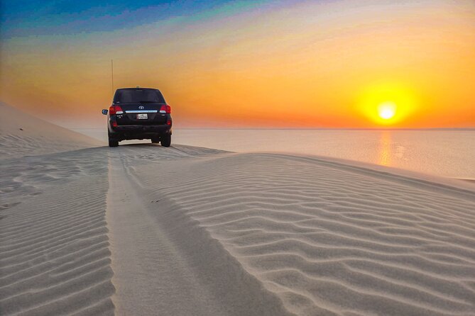 Doha Safari Adventures, Dune Bashing, Sand Buggy, Camel Ride Tour - Sunset, tea, coffee, and coastal views