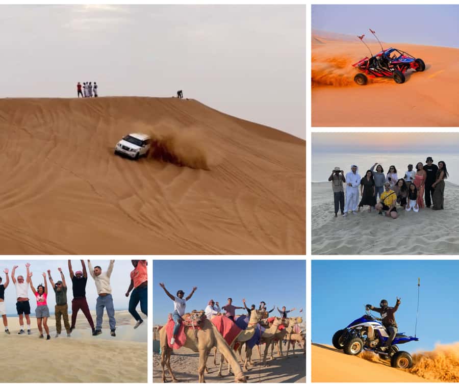 Doha: Sunset Desert Safari with Camel Ride and Sandboarding - Sandboarding turns the dunes into a playground