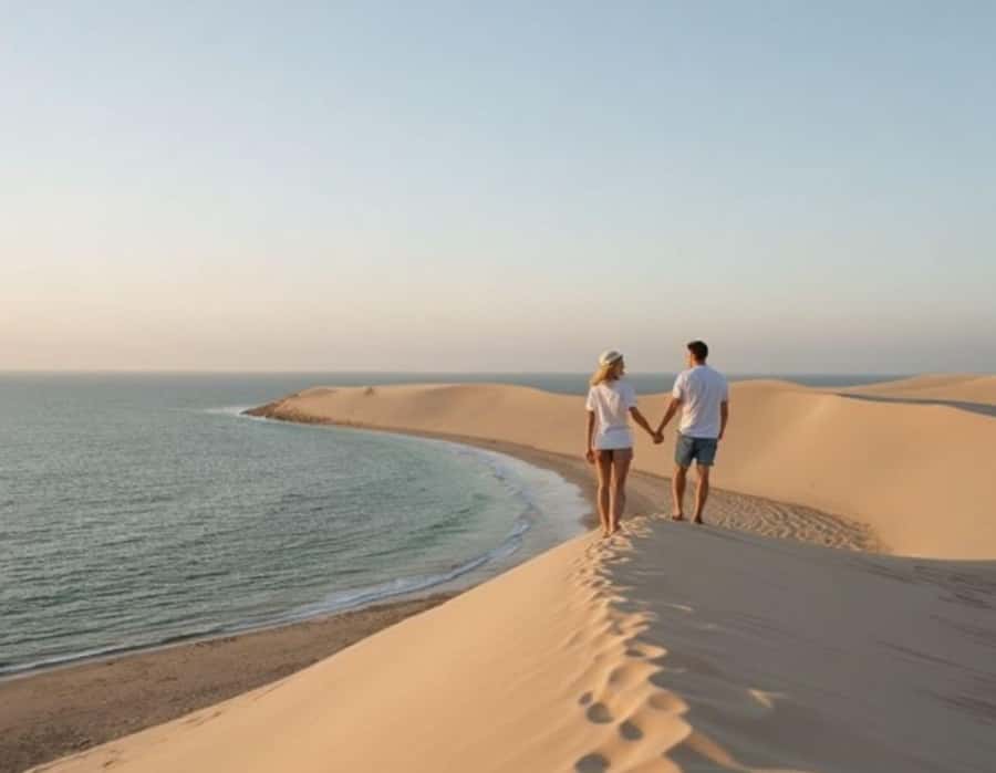 From Doha: Inland Sea Desert Safari with All Activities - Camel riding across the dunes