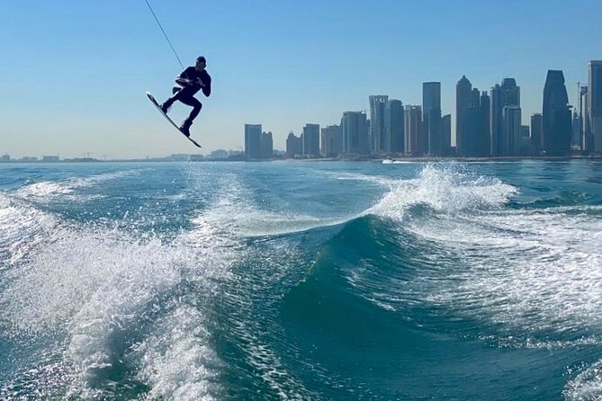 Private Wakesurfing or Wakeboarding along Doha's skyline - Who will get the most from this experience?