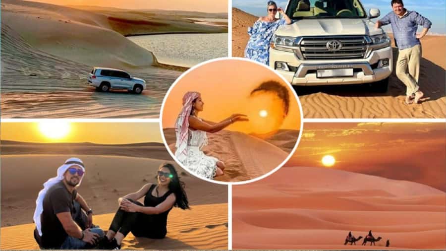 Sunrise/Sunset DuneBashing,CamelRide InlandSea &Sandboarding - A short camel ride with a traditional feel