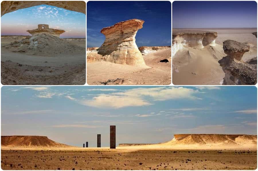West Qatar tour to Richard Sierra sculpture,Umbrella Rock - Shahaniya Camel Racing Track in 20 minutes